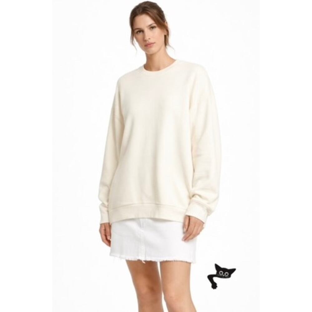 Raey Cream Oversized Crew Neck Japanese Jersey Sweatshirt US 14